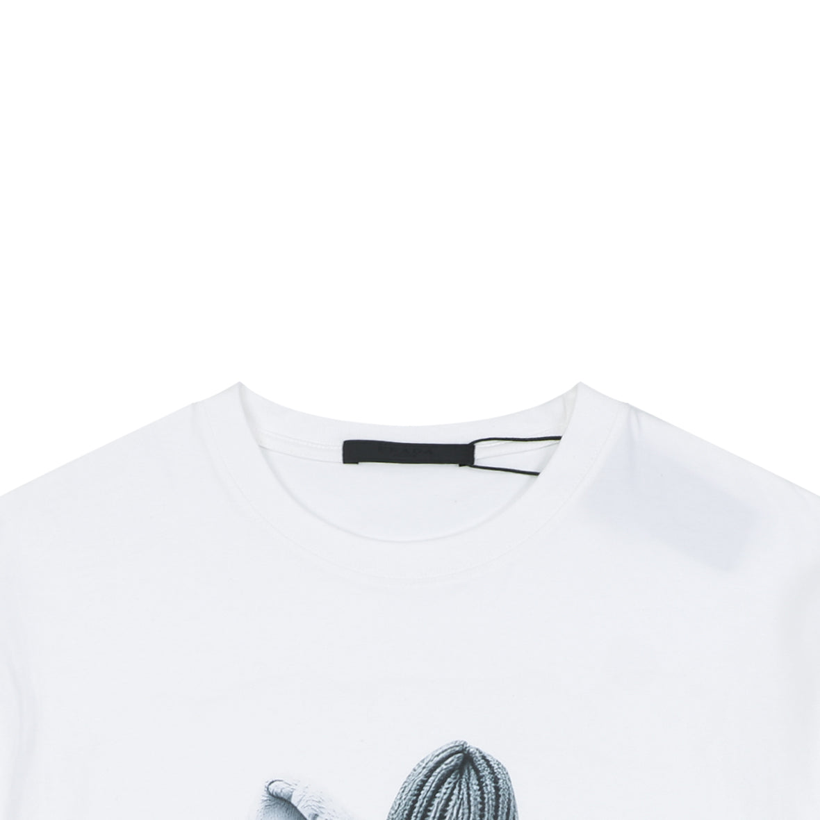 Prada Beanie Elephant Graphic Print Short Sleeve Tee – White