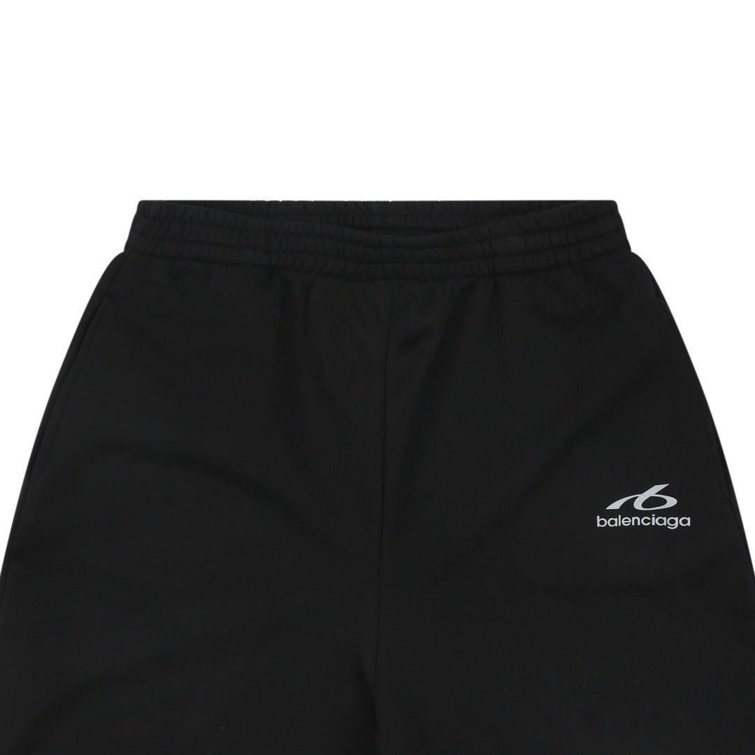 Balenciaga Retroreflective B Logo Badge Embroidered Shorts – Black