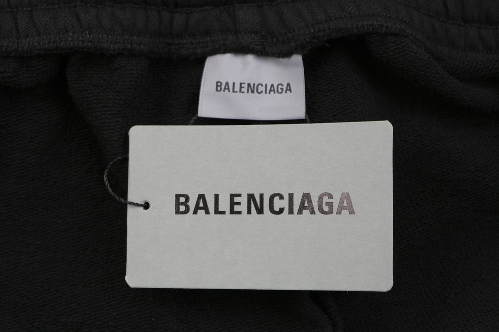 Balenciaga Retroreflective B Logo Badge Embroidered Shorts – Black