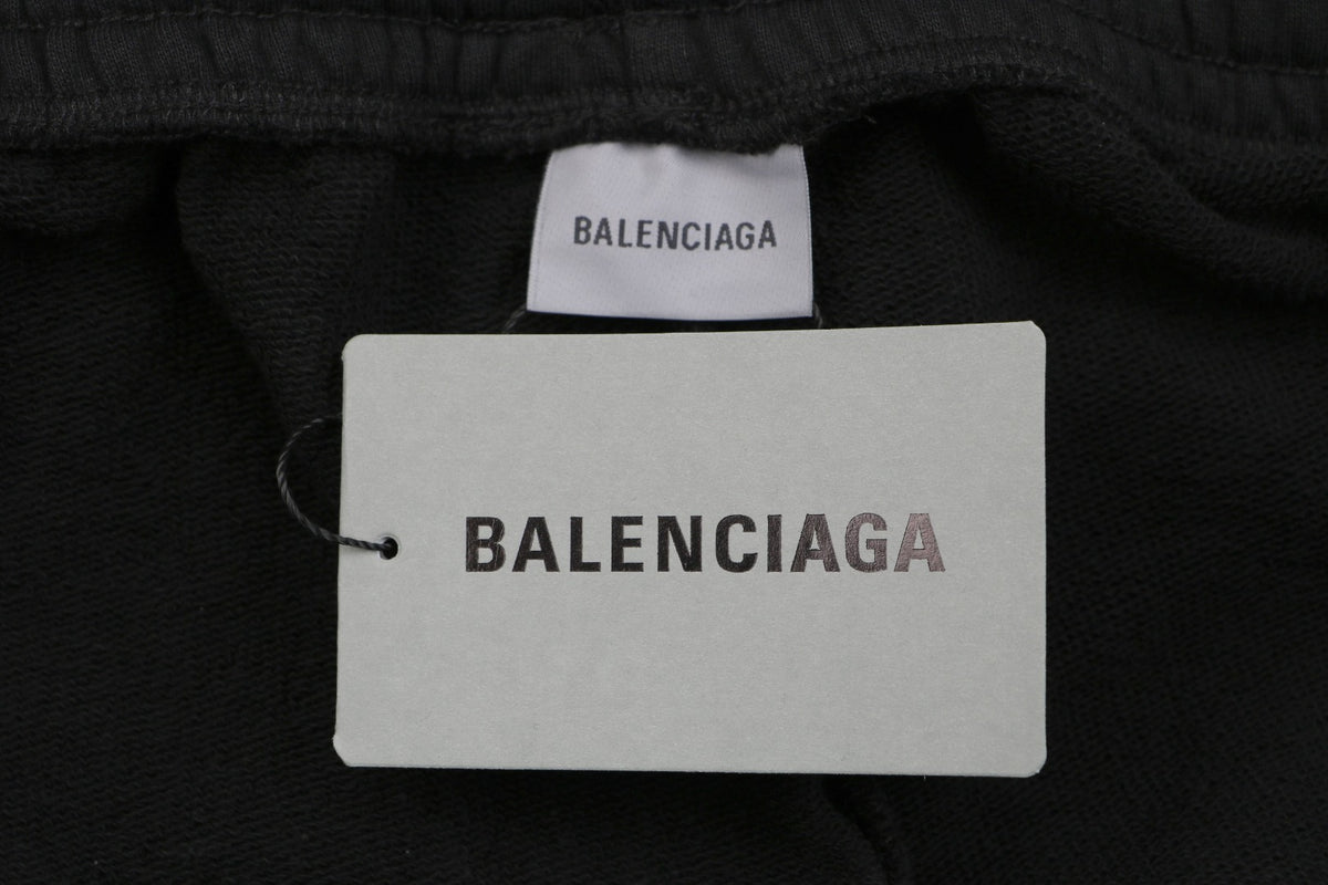 Balenciaga Retroreflective B Logo Badge Embroidered Shorts – Black