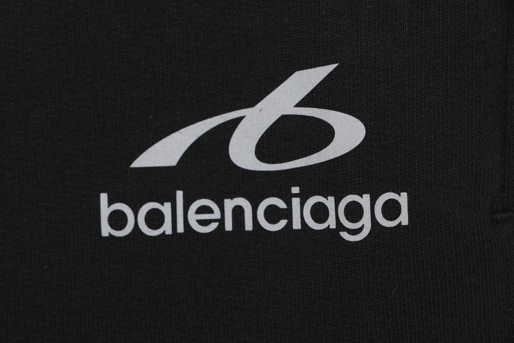 Balenciaga Retroreflective B Logo Badge Embroidered Shorts – Black