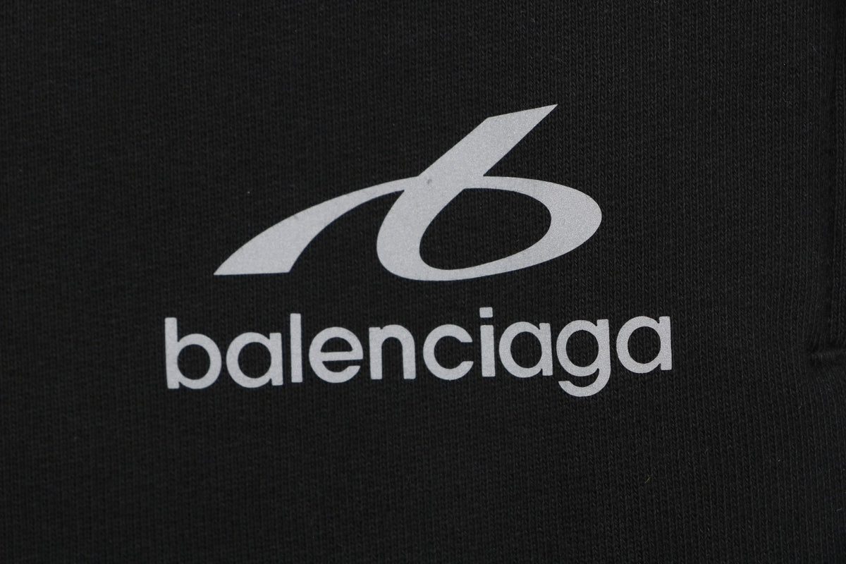 Balenciaga Retroreflective B Logo Badge Embroidered Shorts – Black
