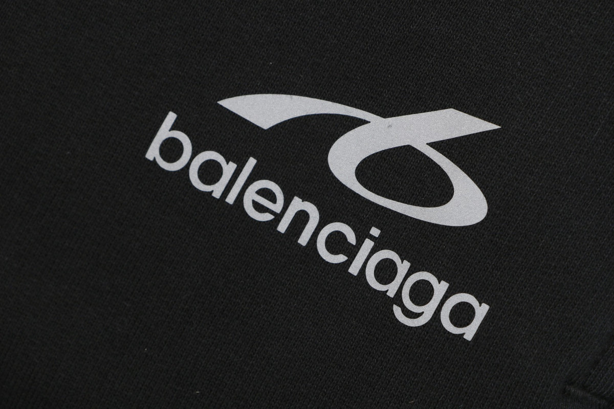 Balenciaga Retroreflective B Logo Badge Embroidered Shorts – Black