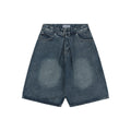 Balenciaga Grey Label Vintage Wash Whisker Fade Denim Shorts – Mid Blue