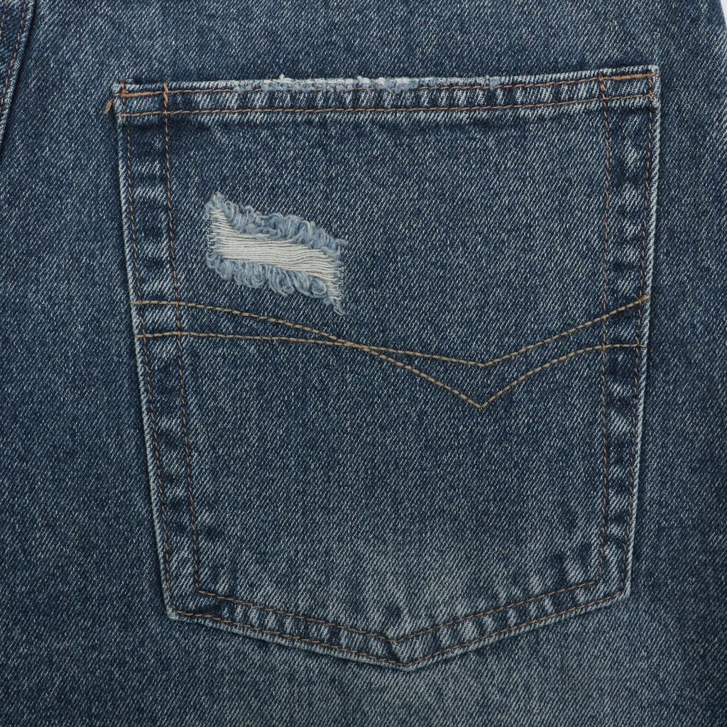 Balenciaga Grey Label Vintage Wash Whisker Fade Denim Shorts – Mid Blue