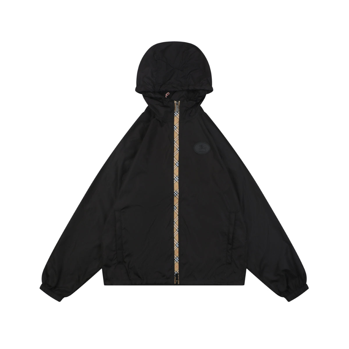 Burberry House Check Placket Trim Zip Hooded Sun Protection Jacket – Black