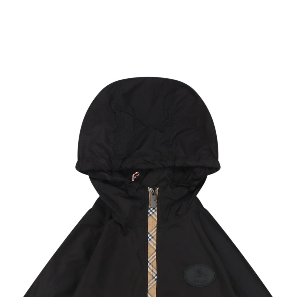 Burberry House Check Placket Trim Zip Hooded Sun Protection Jacket – Black