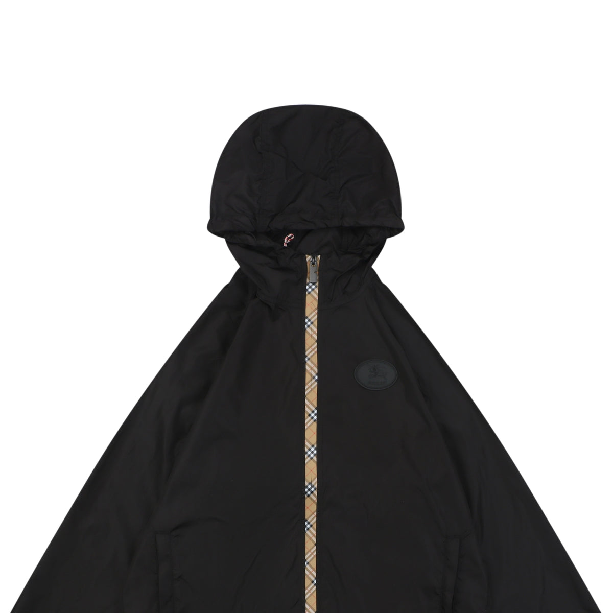 Burberry House Check Placket Trim Zip Hooded Sun Protection Jacket – Black