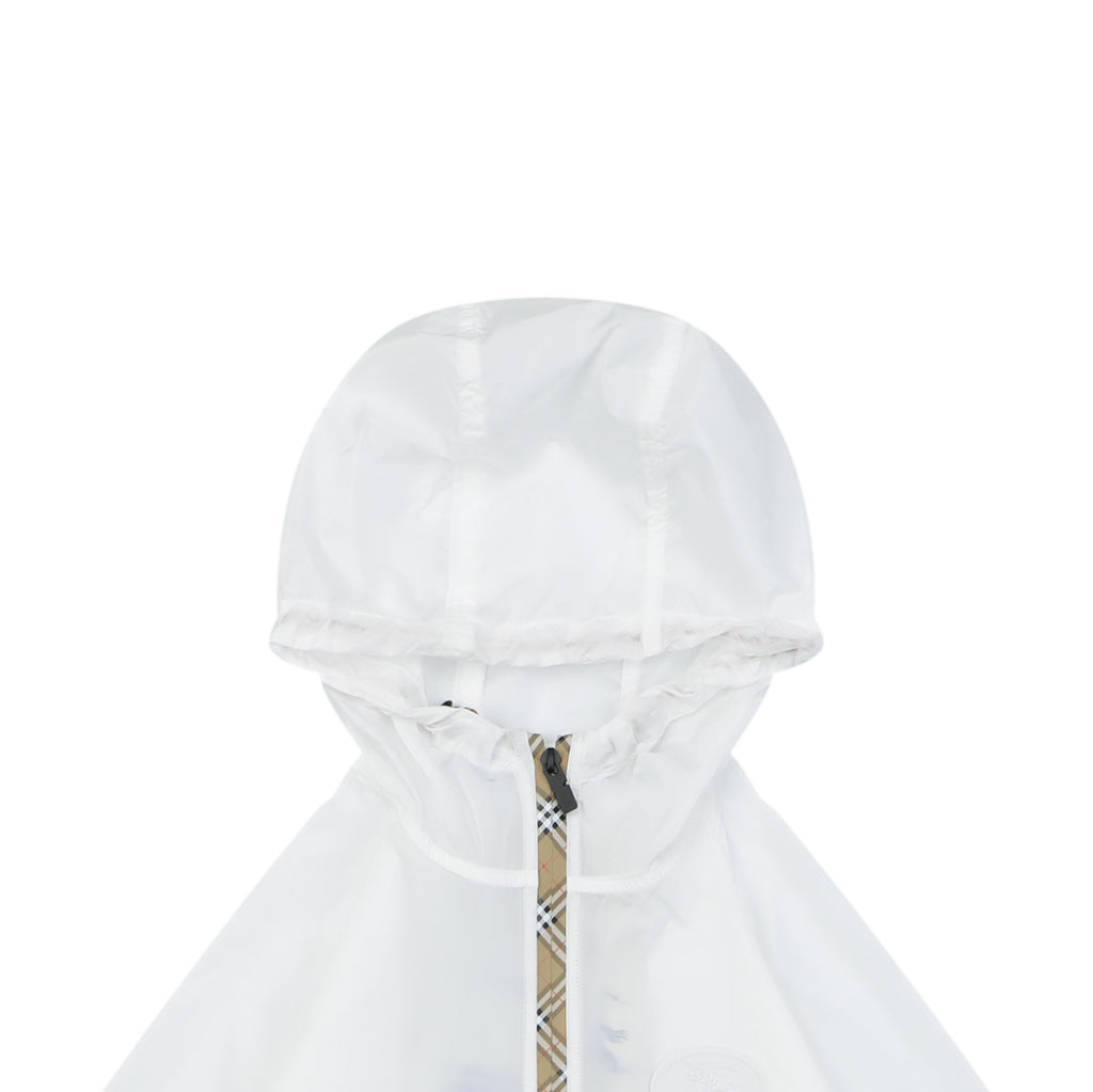 Burberry House Check Placket Trim Zip Hooded Sun Protection Jacket – White