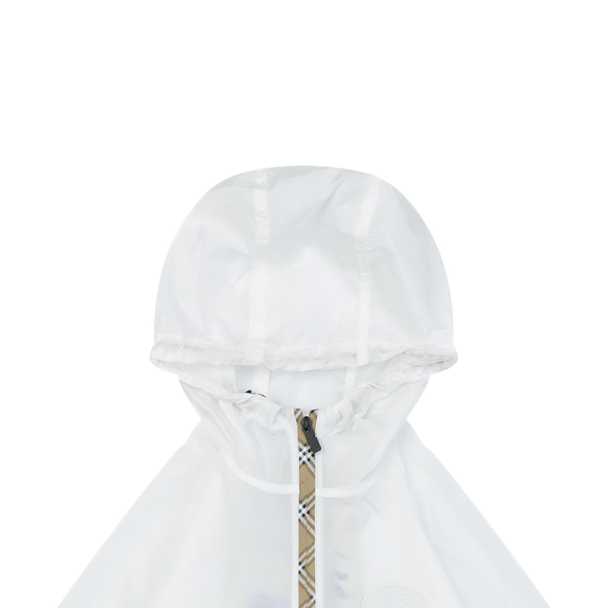 Burberry House Check Placket Trim Zip Hooded Sun Protection Jacket – White