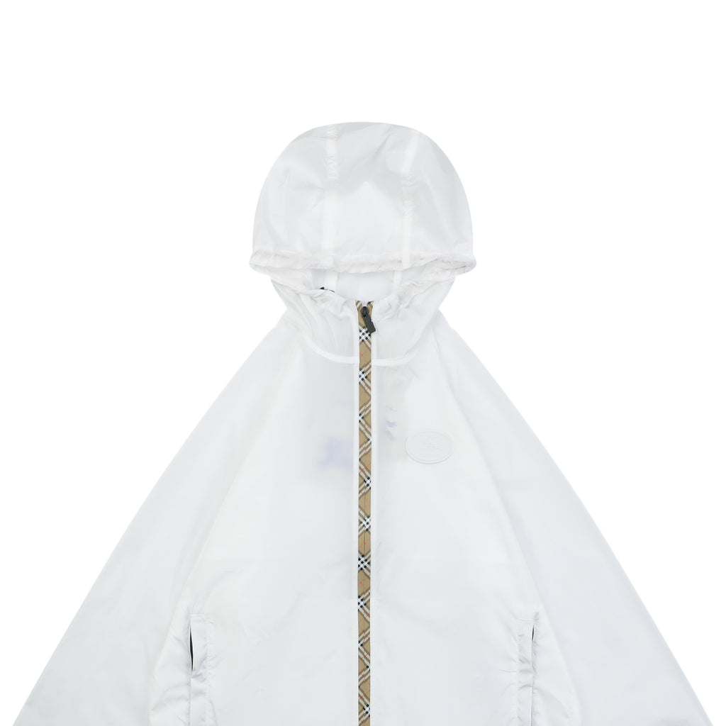 Burberry House Check Placket Trim Zip Hooded Sun Protection Jacket – White
