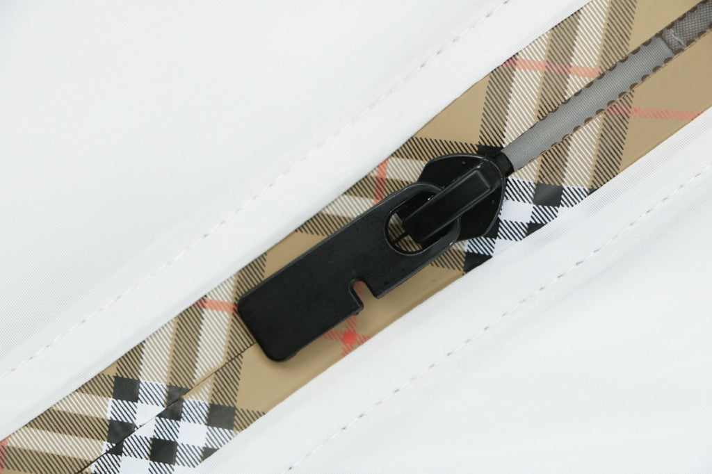 Burberry House Check Placket Trim Zip Hooded Sun Protection Jacket – White