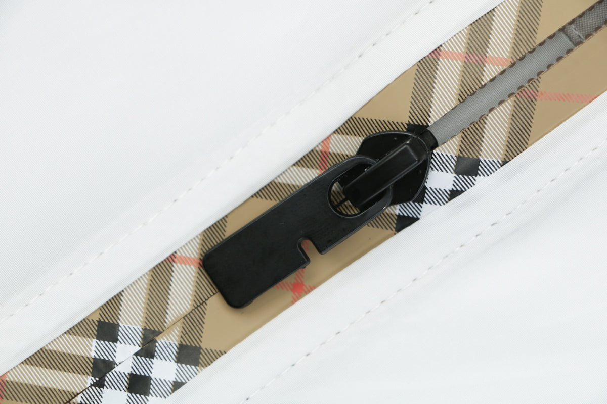 Burberry House Check Placket Trim Zip Hooded Sun Protection Jacket – White