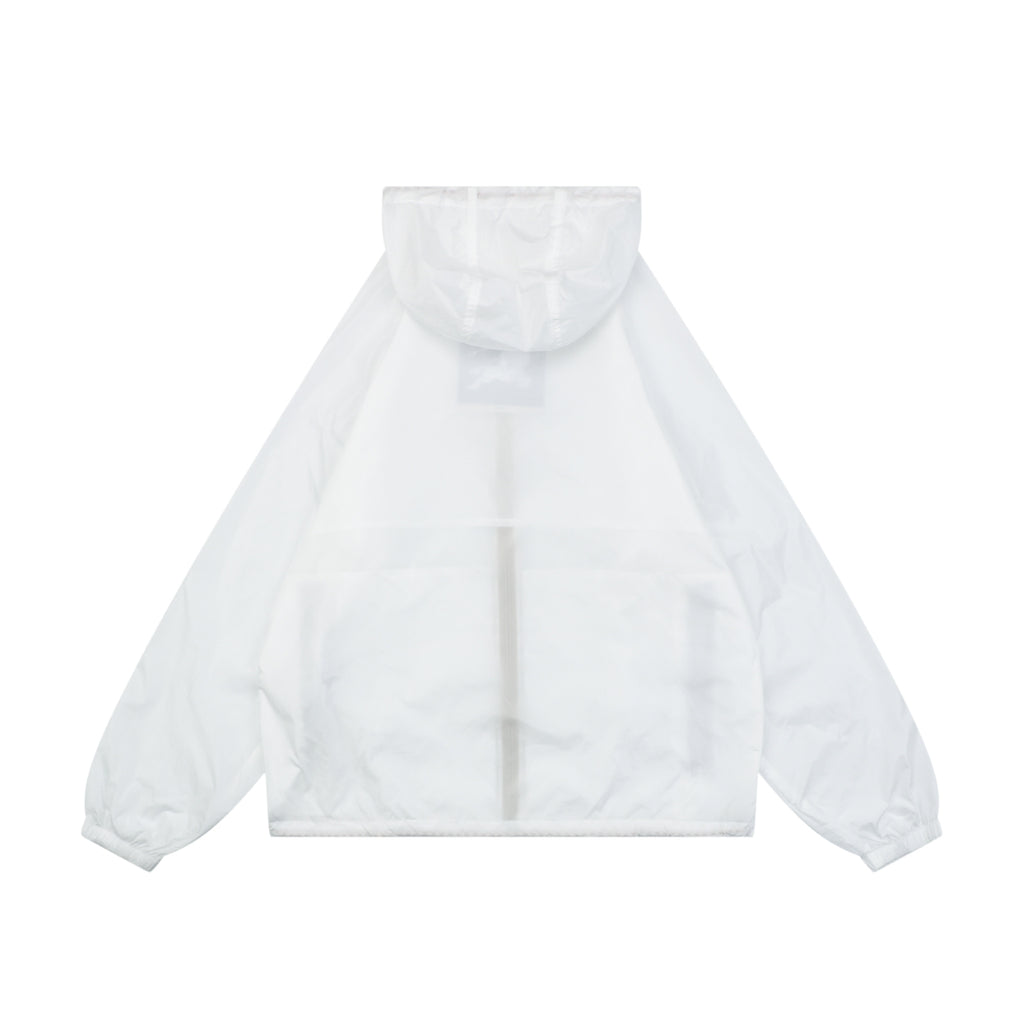Burberry House Check Placket Trim Zip Hooded Sun Protection Jacket – White