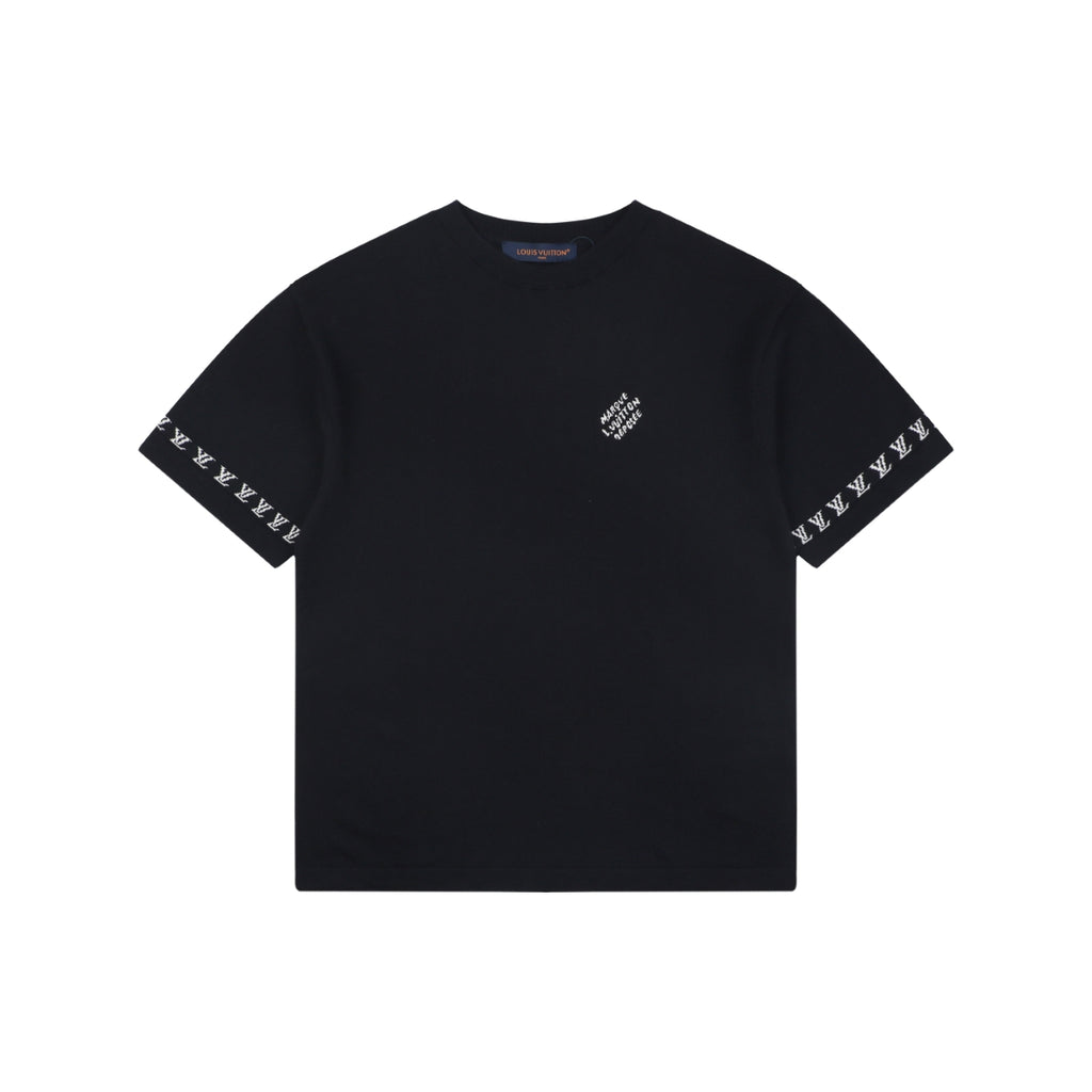 Louis Vuitton LV Monogram Jacquard Sleeve Band Short Sleeve Tee – Navy