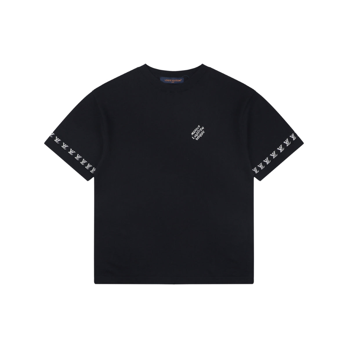 Louis Vuitton LV Monogram Jacquard Sleeve Band Short Sleeve Tee – Navy