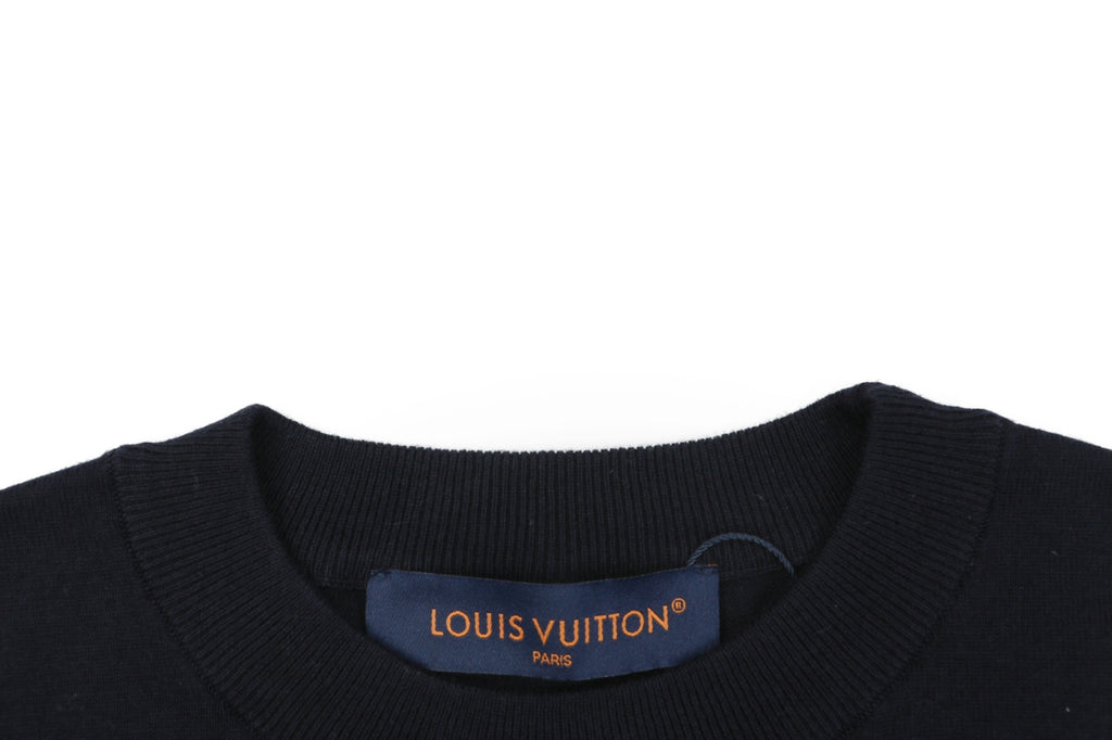 Louis Vuitton LV Monogram Jacquard Sleeve Band Short Sleeve Tee – Navy