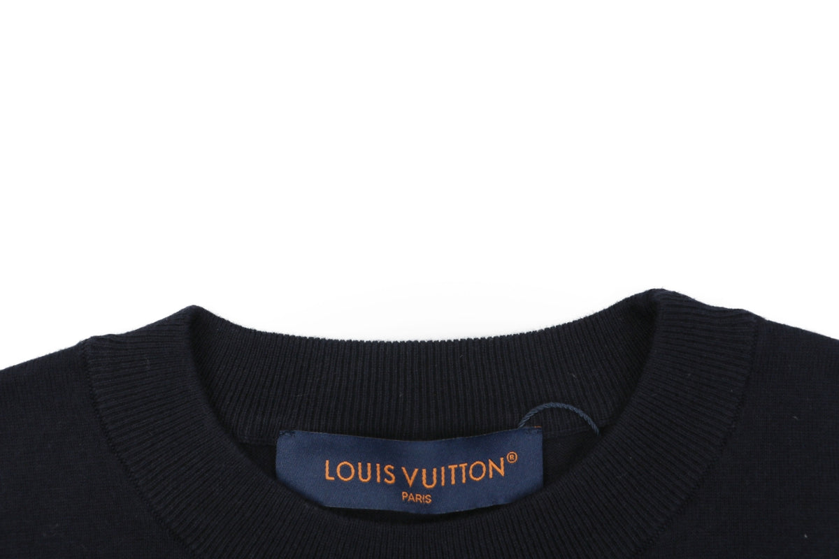Louis Vuitton LV Monogram Jacquard Sleeve Band Short Sleeve Tee – Navy