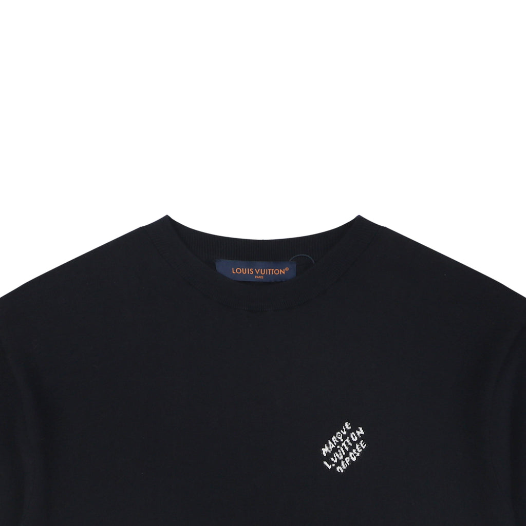 Louis Vuitton LV Monogram Jacquard Sleeve Band Short Sleeve Tee – Navy