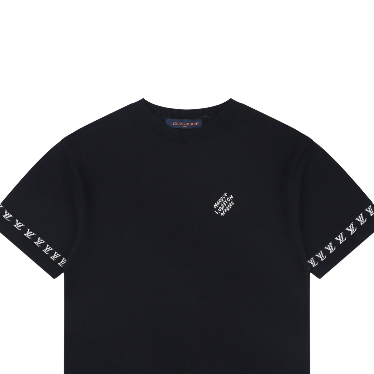 Louis Vuitton LV Monogram Jacquard Sleeve Band Short Sleeve Tee – Navy