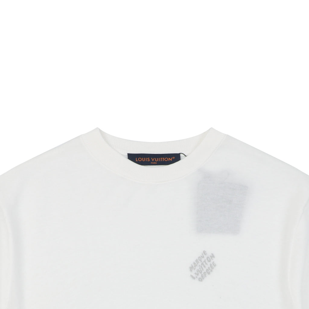 Louis Vuitton LV Monogram Jacquard Sleeve Trim Tonal Print Short Sleeve Tee – White