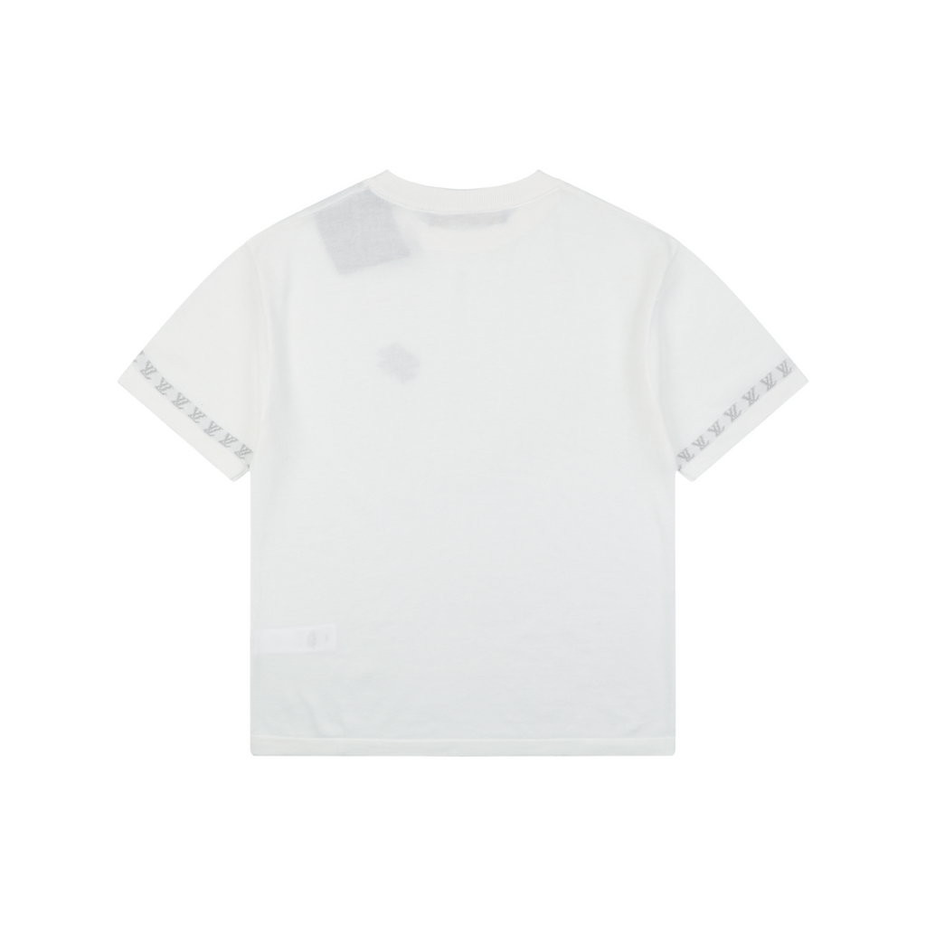 Louis Vuitton LV Monogram Jacquard Sleeve Trim Tonal Print Short Sleeve Tee – White