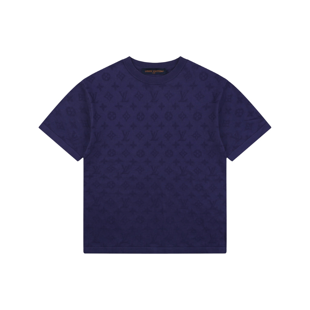 Louis Vuitton LV Monogram Tonal Full-Coverage Jacquard Short Sleeve Tee – Royal Blue