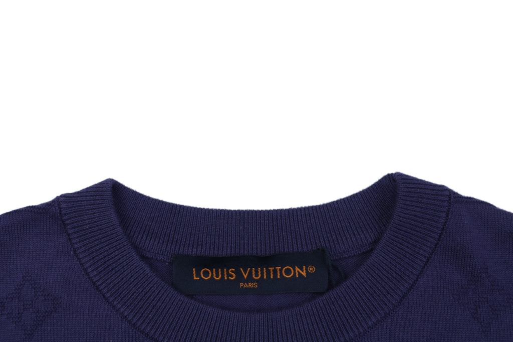 Louis Vuitton LV Monogram Tonal Full-Coverage Jacquard Short Sleeve Tee – Royal Blue