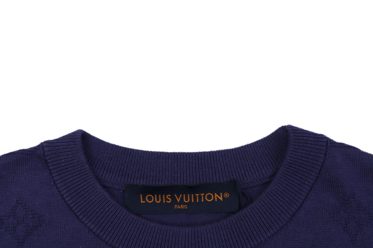 Louis Vuitton LV Monogram Tonal Full-Coverage Jacquard Short Sleeve Tee – Royal Blue