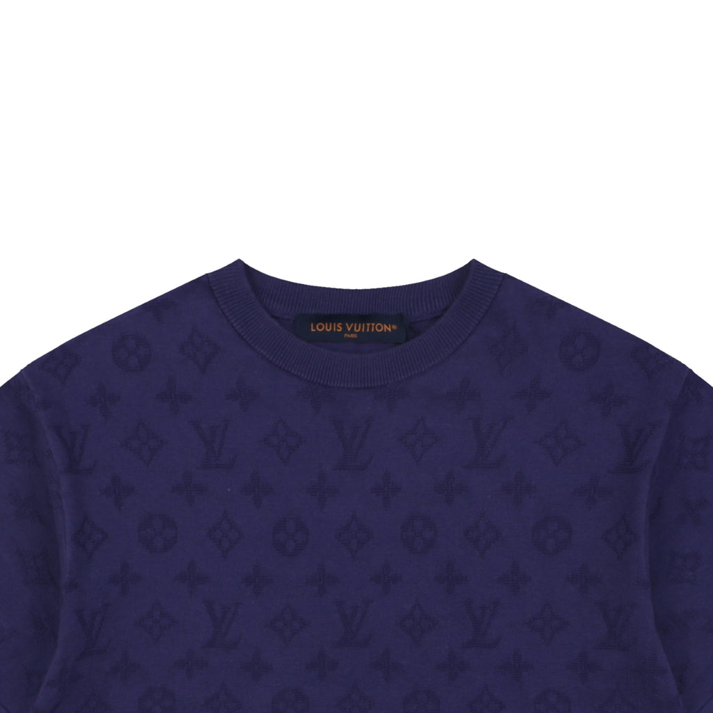 Louis Vuitton LV Monogram Tonal Full-Coverage Jacquard Short Sleeve Tee – Royal Blue