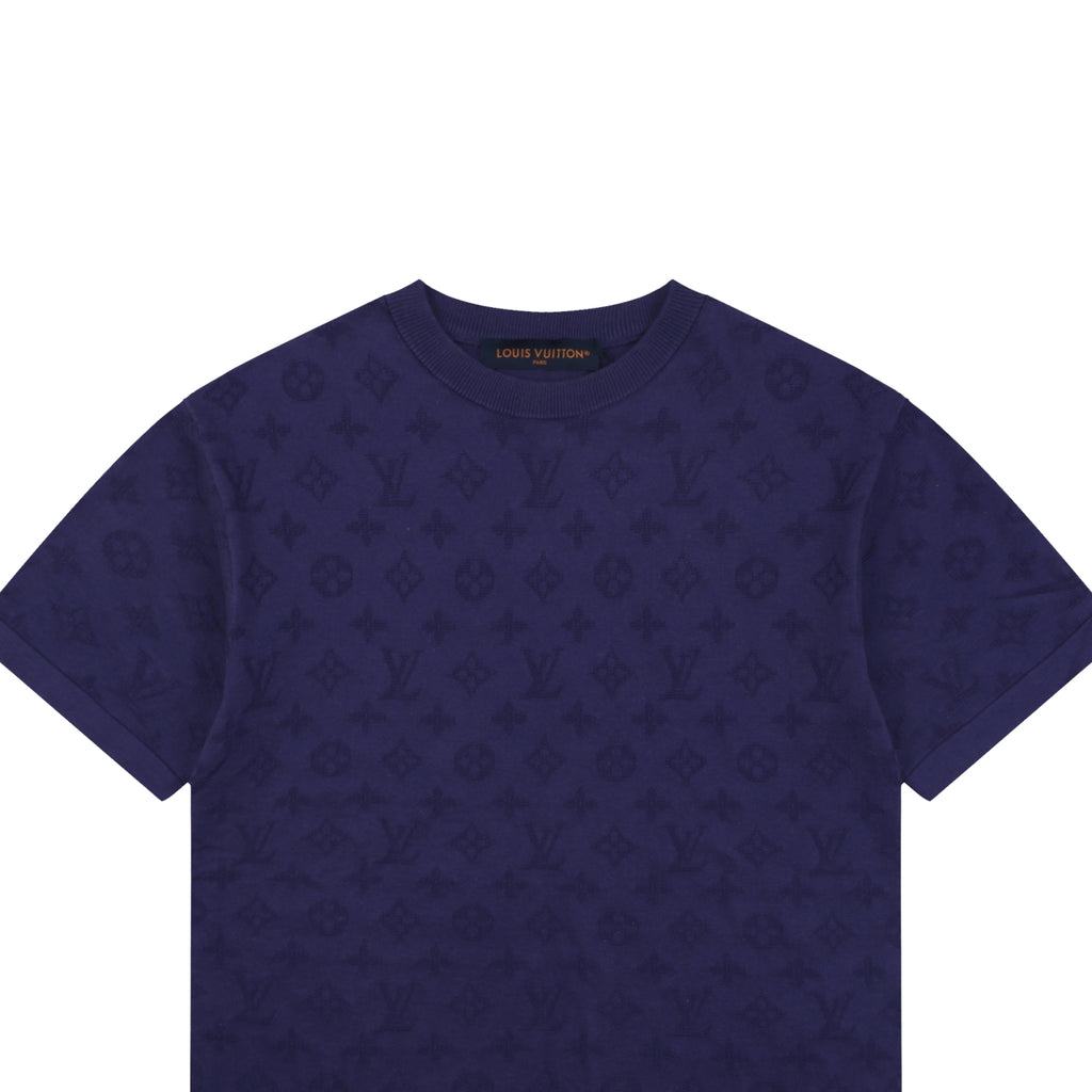 Louis Vuitton LV Monogram Tonal Full-Coverage Jacquard Short Sleeve Tee – Royal Blue