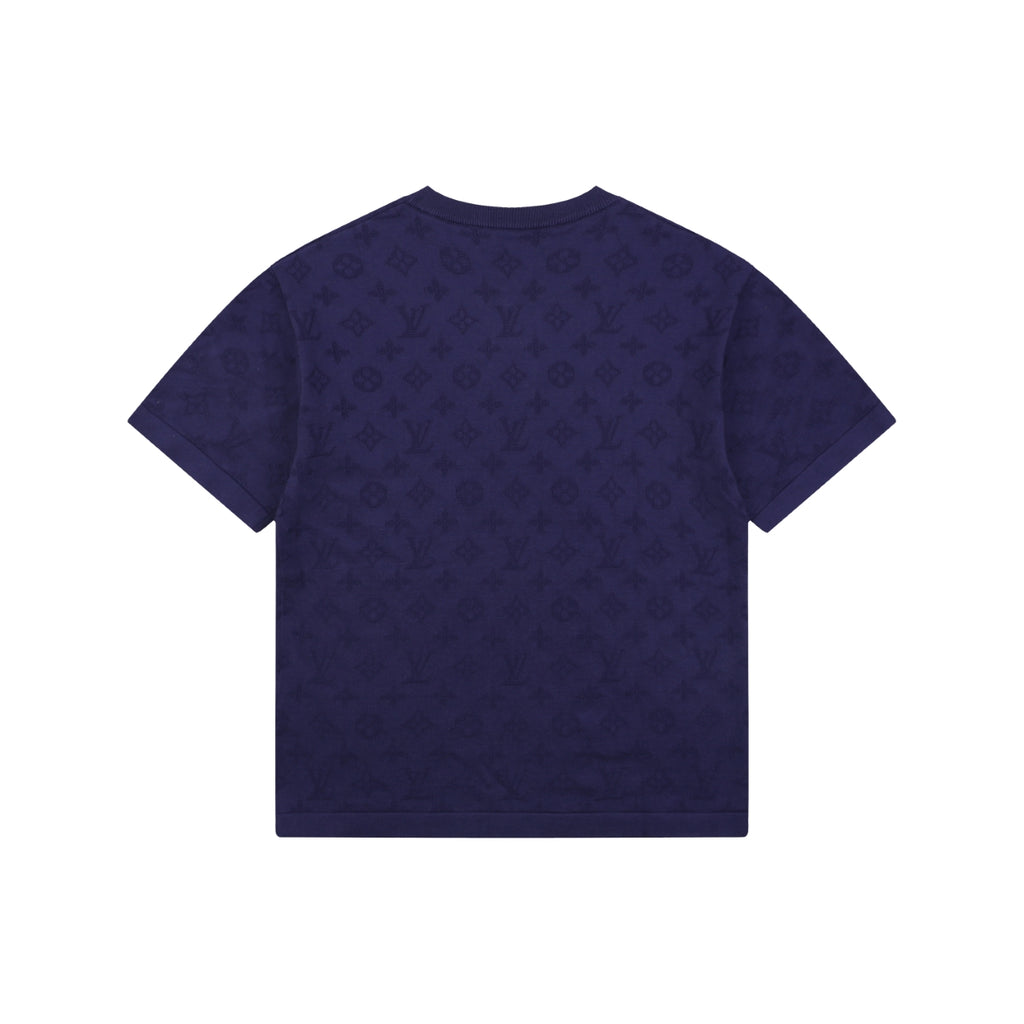Louis Vuitton LV Monogram Tonal Full-Coverage Jacquard Short Sleeve Tee – Royal Blue