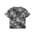Louis Vuitton Macro LV Monogram Horizontal Stripe Jacquard Short Sleeve Tee – Black Grey