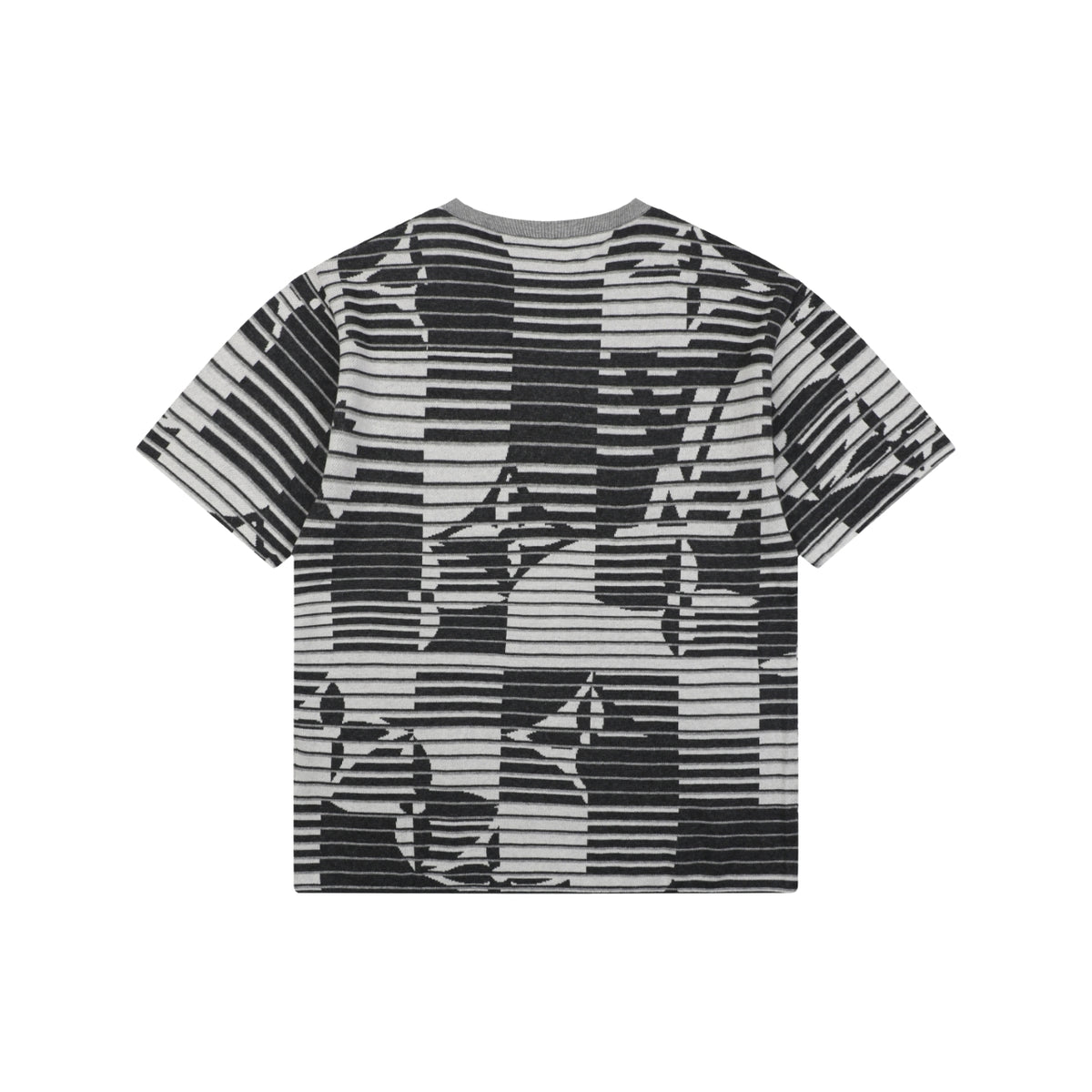 Louis Vuitton Macro LV Monogram Horizontal Stripe Jacquard Short Sleeve Tee – Black Grey