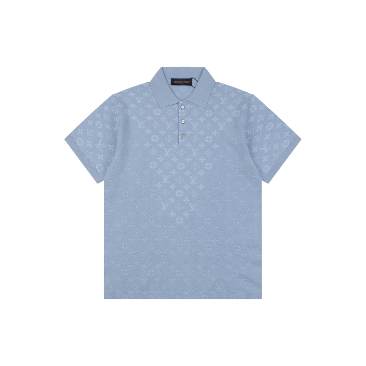 Louis Vuitton LV Monogram Tonal Full-Coverage Jacquard Polo Short Sleeve – Mist Blue