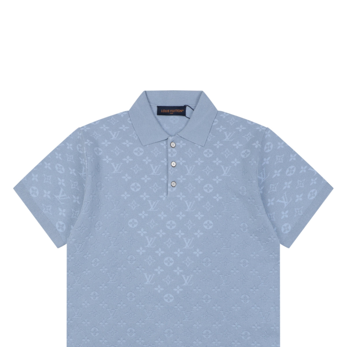 Louis Vuitton LV Monogram Tonal Full-Coverage Jacquard Polo Short Sleeve – Mist Blue