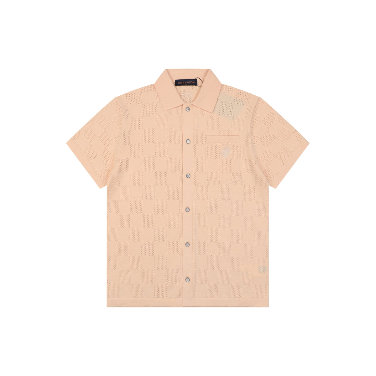 Louis Vuitton Checkerboard Openwork Damask Jacquard Short Sleeve Shirt – Apricot