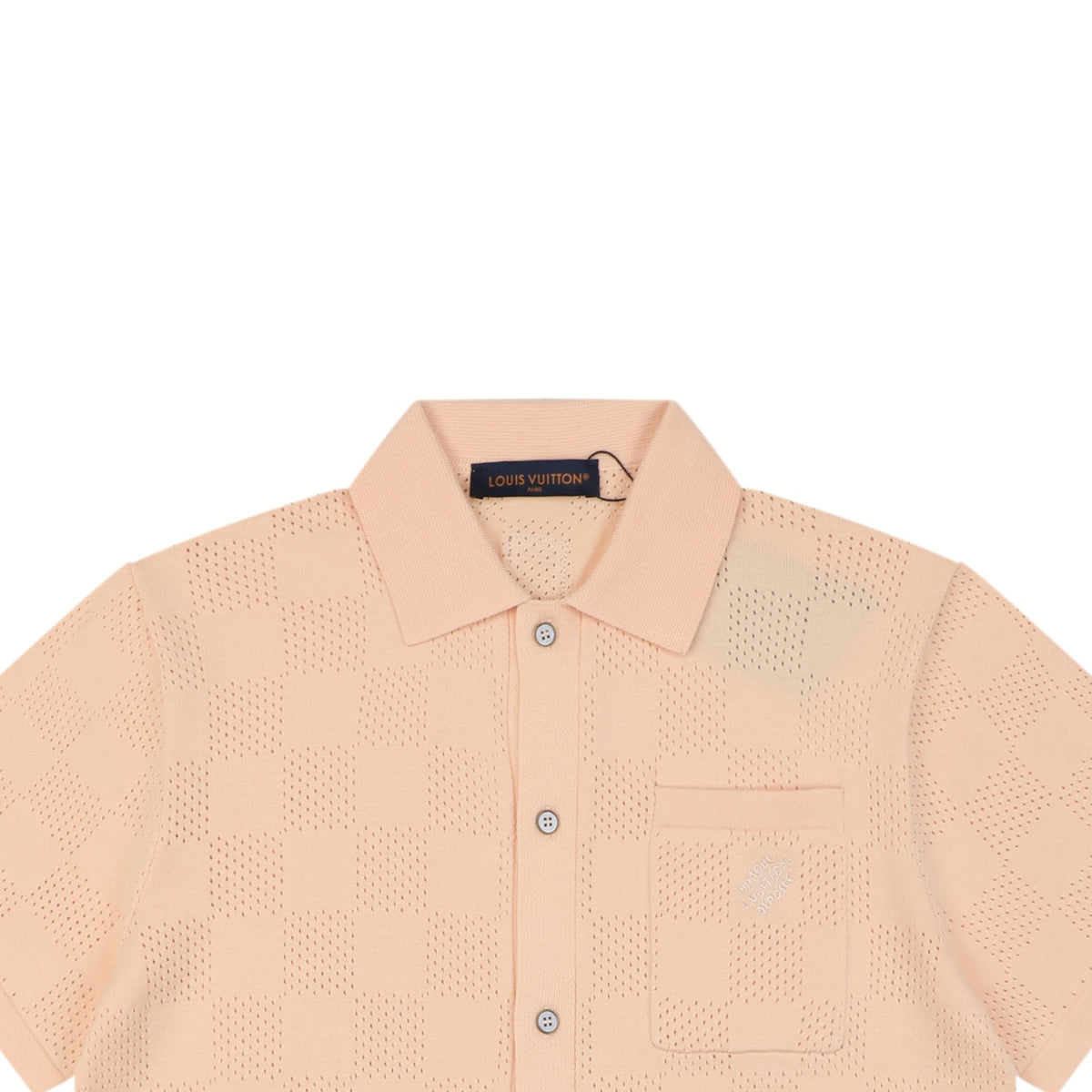 Louis Vuitton Checkerboard Openwork Damask Jacquard Short Sleeve Shirt – Apricot