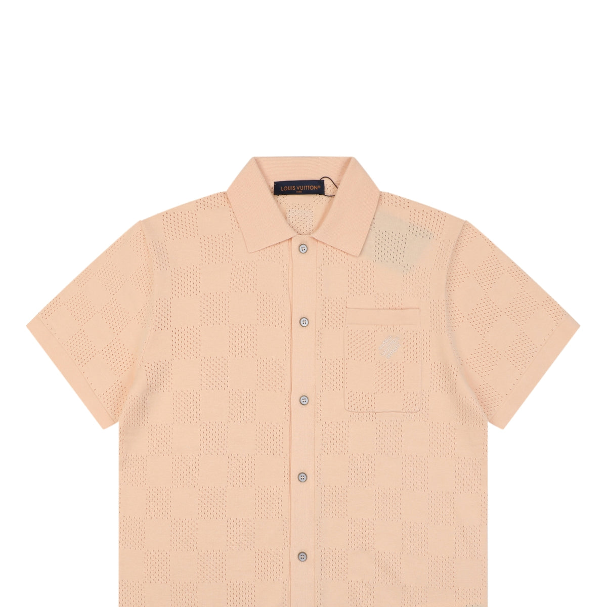 Louis Vuitton Checkerboard Openwork Damask Jacquard Short Sleeve Shirt – Apricot