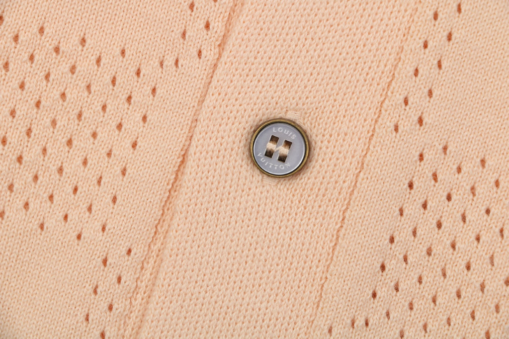 Louis Vuitton Checkerboard Openwork Damask Jacquard Short Sleeve Shirt – Apricot