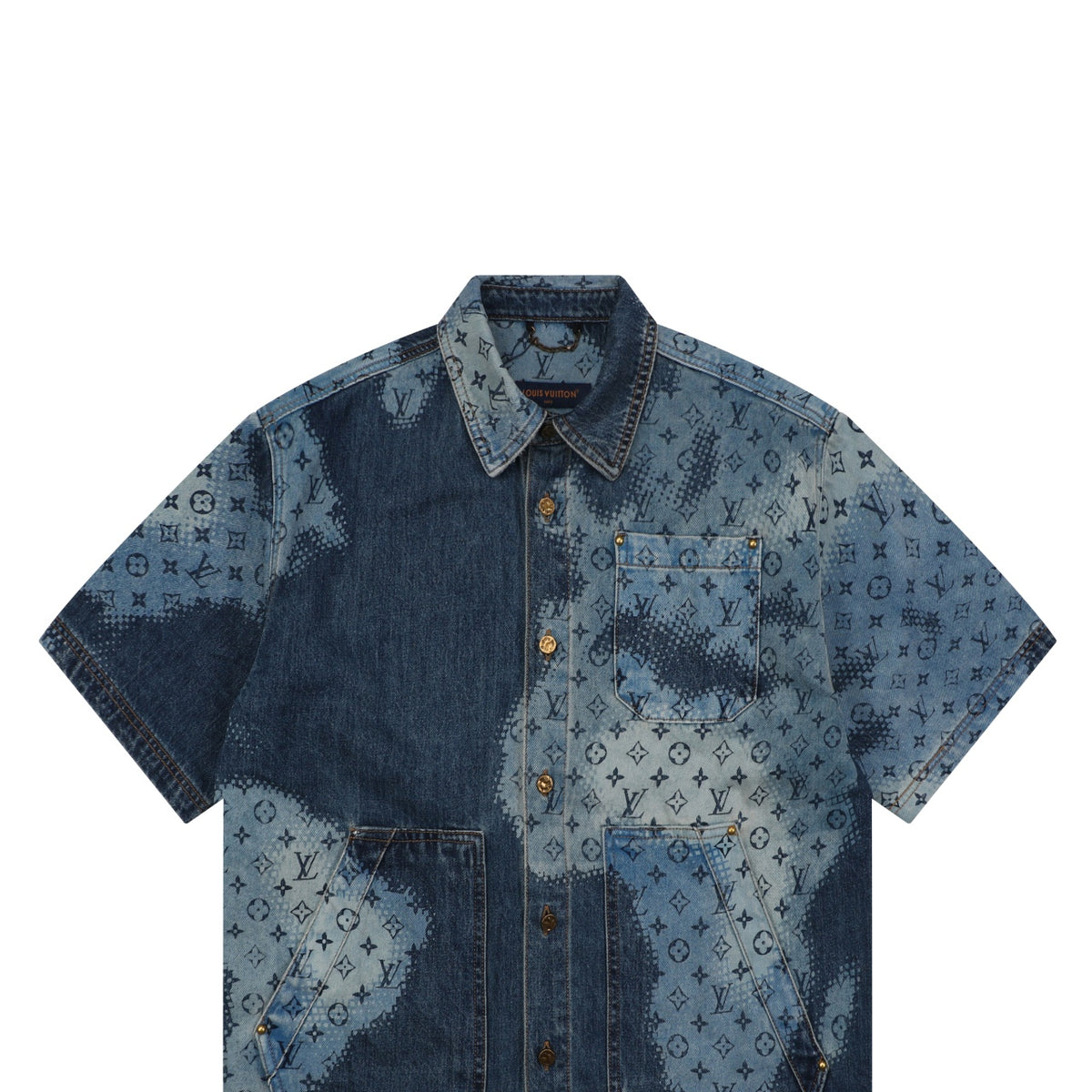 Louis Vuitton World Map LV Monogram Denim Short Sleeve Shirt – Indigo