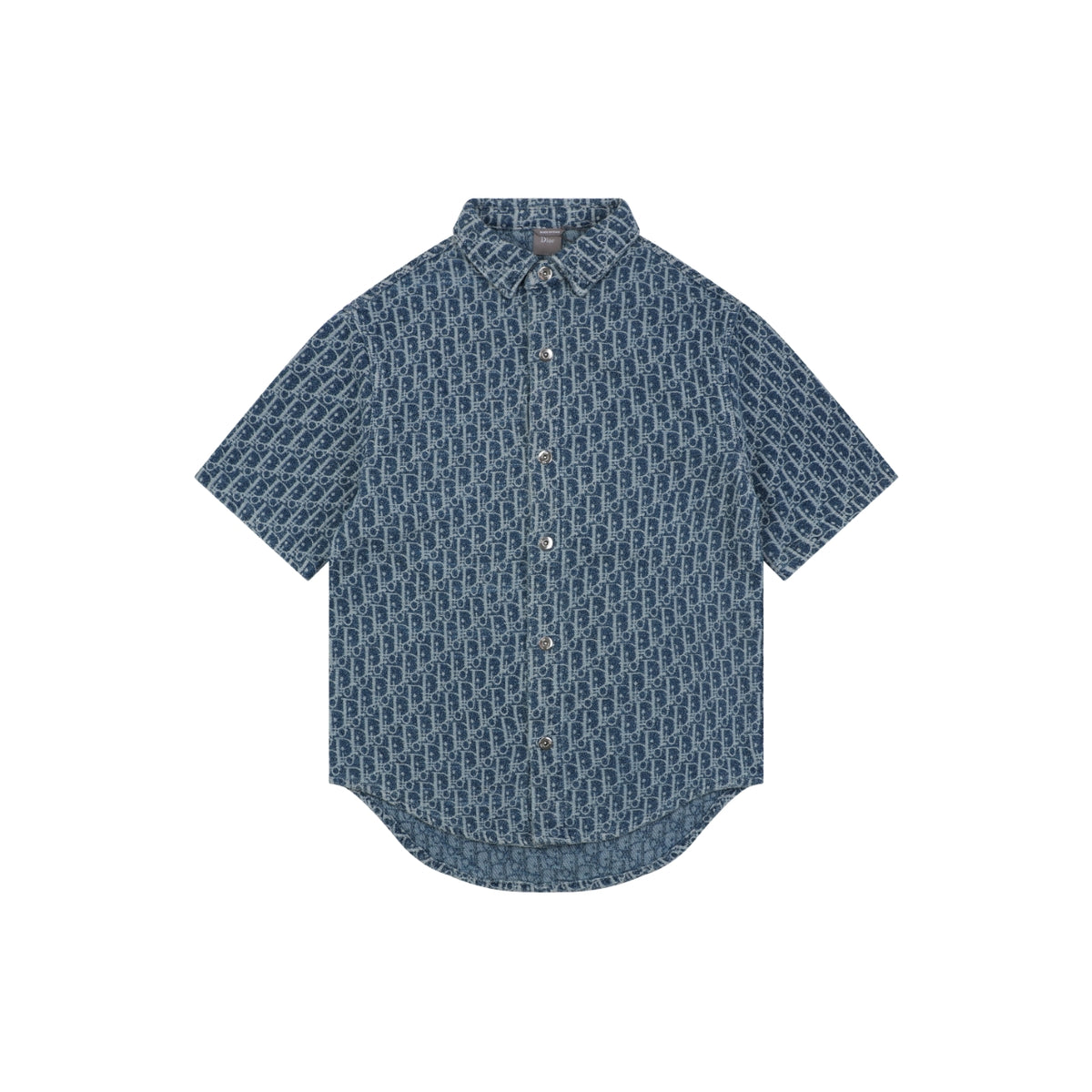 Dior Oblique Full-Coverage Tonal Denim Short Sleeve Shirt – Dark Navy
