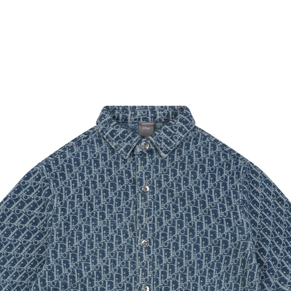 Dior Oblique Full-Coverage Tonal Denim Short Sleeve Shirt – Dark Navy