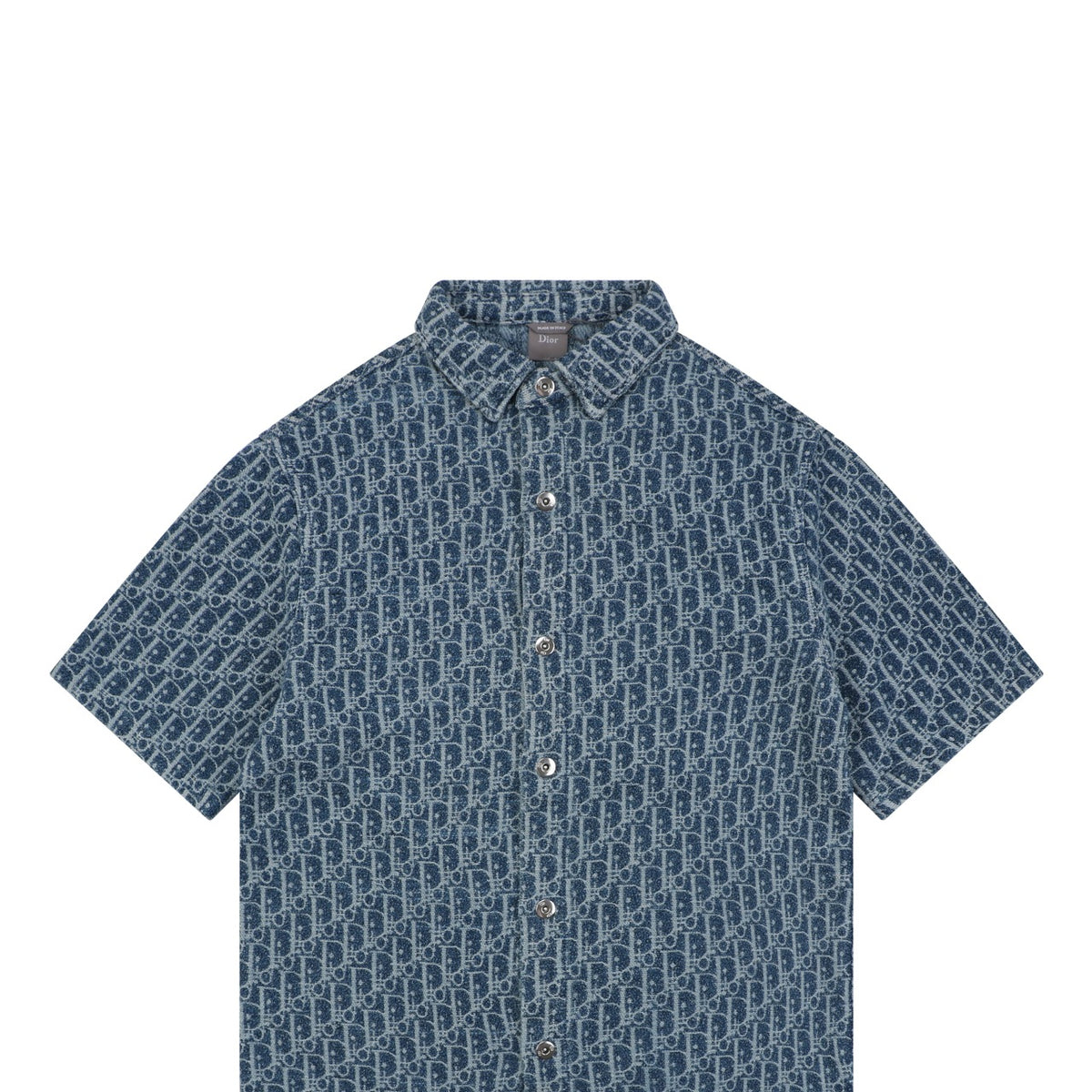 Dior Oblique Full-Coverage Tonal Denim Short Sleeve Shirt – Dark Navy
