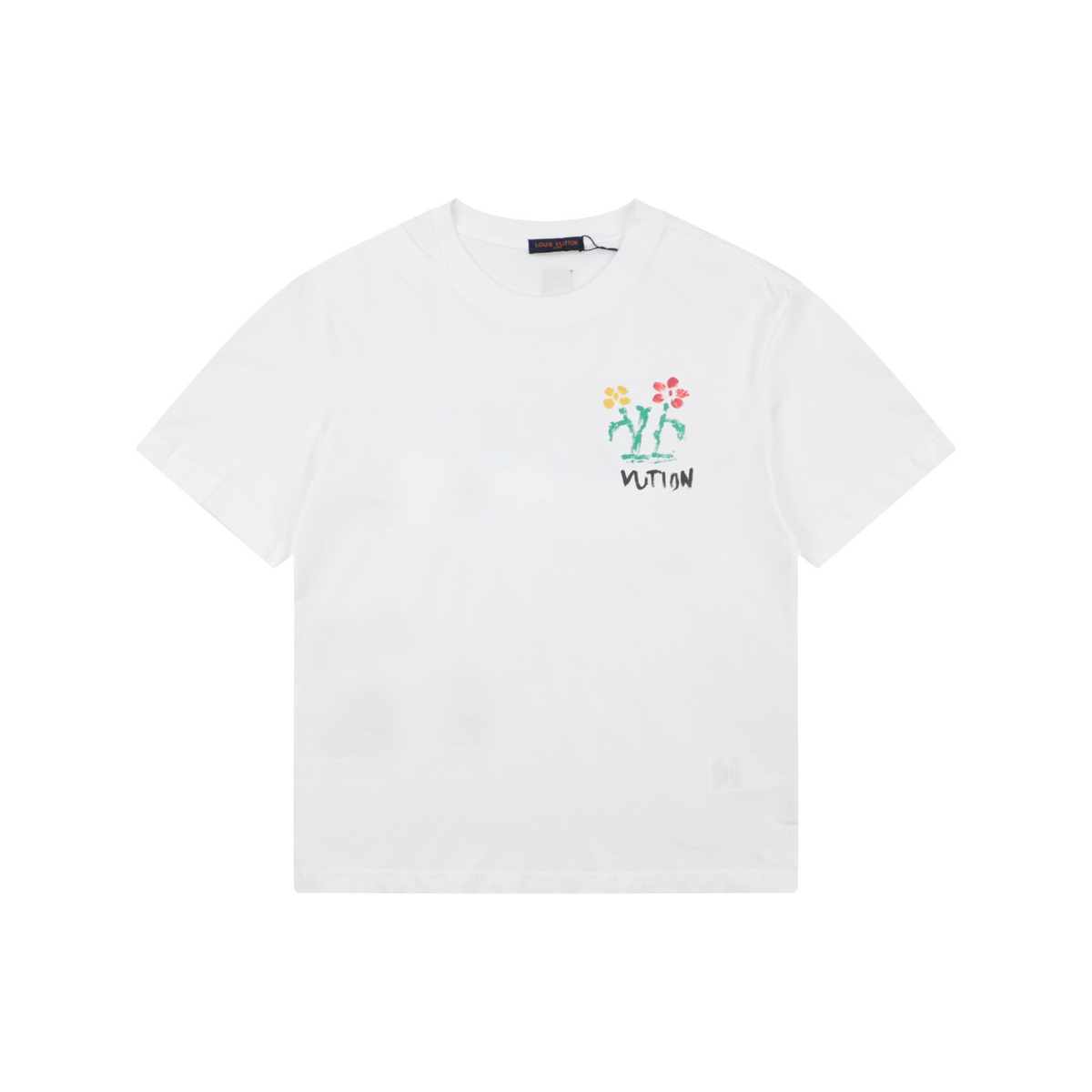 Louis Vuitton Floral Crayon Graffiti LV Wordmark Print Short Sleeve Tee – White