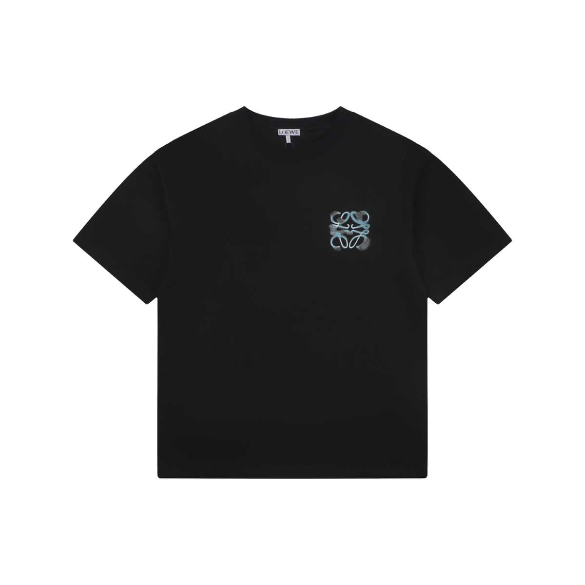 Loewe Anagram Spray-Effect Badge Print Short Sleeve Tee – Black