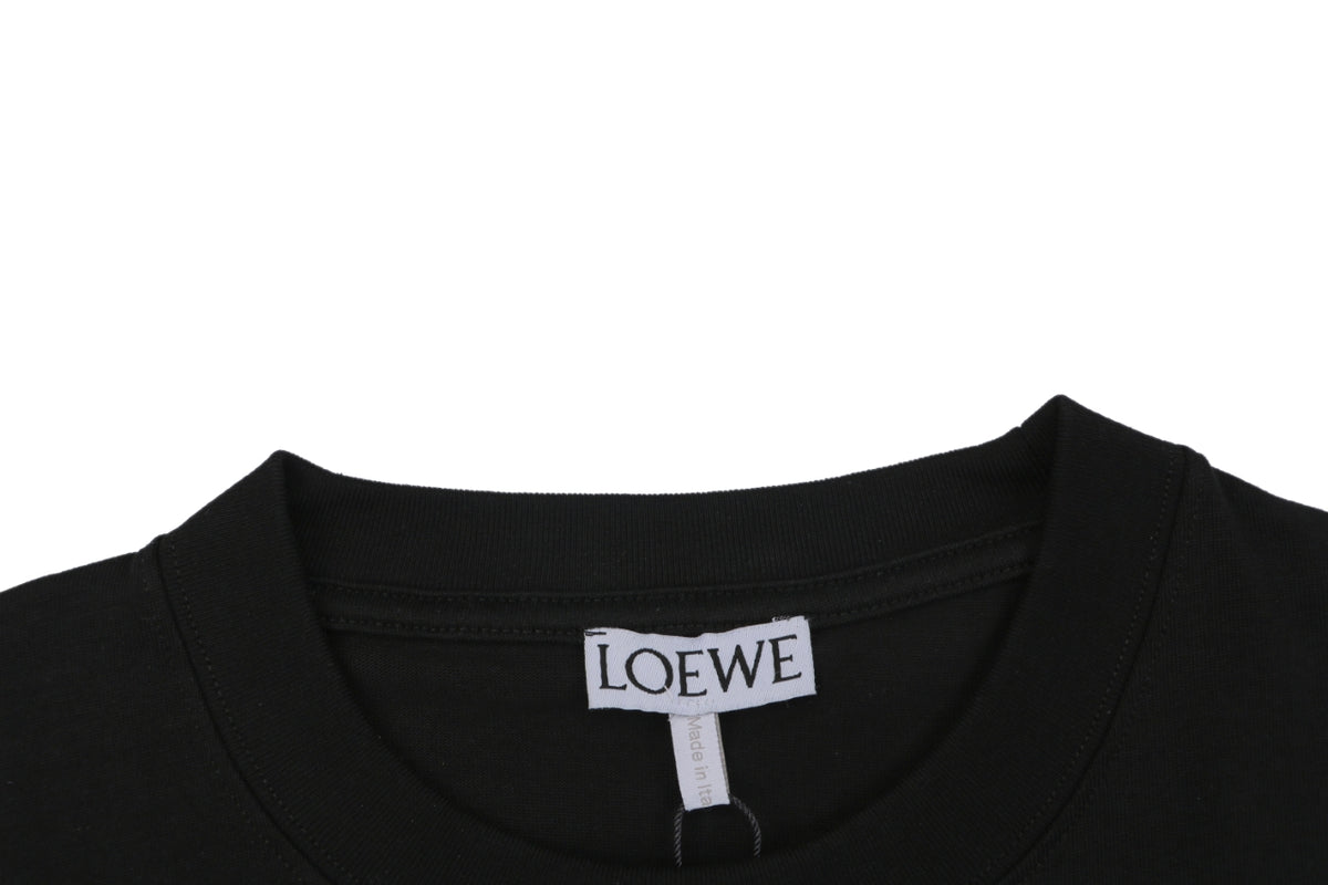 Loewe Anagram Spray-Effect Badge Print Short Sleeve Tee – Black