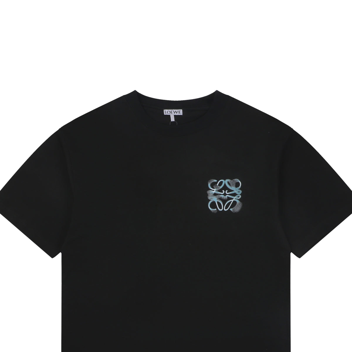 Loewe Anagram Spray-Effect Badge Print Short Sleeve Tee – Black