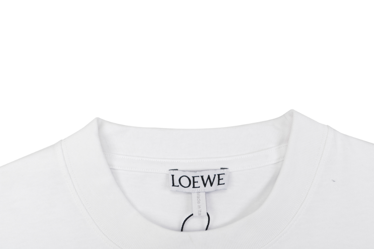 Loewe Anagram Gradient Blue Spray-Effect Print Short Sleeve Tee – White