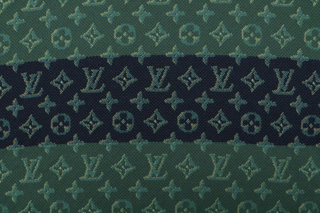 Louis Vuitton LV Monogram Dual-Tone Horizontal Band Jacquard Short Sleeve Tee – Forest Green / Navy